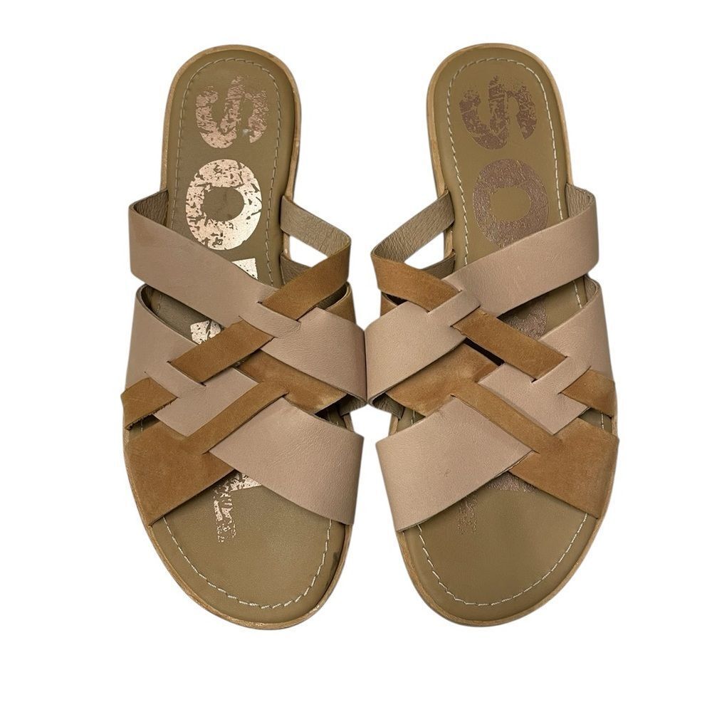 Sorel Ella Slide Sandals Brown Tan Size 8